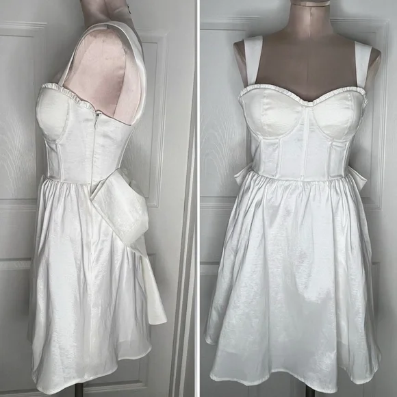 Altar’d State White Bow Mini Dress Sz M - Picture 3 of 16